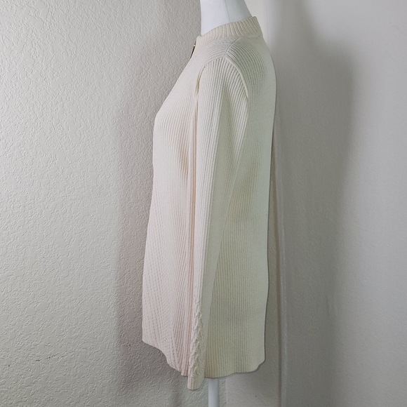 St John Collection Womens Santana Knit Zipper Cardigan, Ivory Sz 6,Old Money - Picture 4 of 12